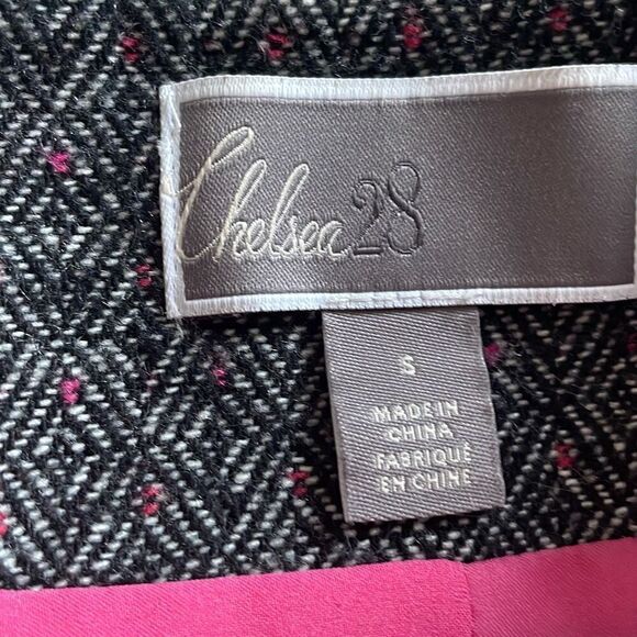 Chelsea28 (Nordstrom) Black Pink Accent Tweed Crop Open Front Blazer - Size S - Picture 11 of 14